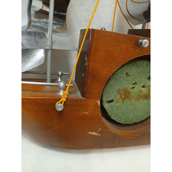 1950s Vintage Wooden Boat Sailing Yankee Clipper Ship Wood Mantel (No Clock) - Picture 10 of 16